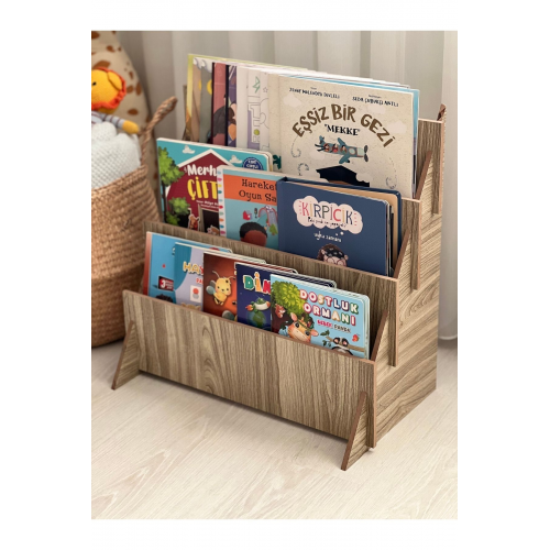 Montessori Çocuk Odası Kitaplık Ana Sınıfı Kitaplık Raf 3 Raflı Demonte Raf Hafif