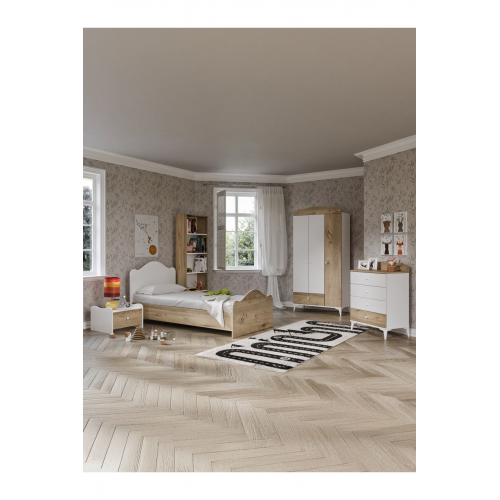 Mdf Zebra Çocuk Odası 5 Parça Set Ahşap Meşe Renk %100 Mdf
