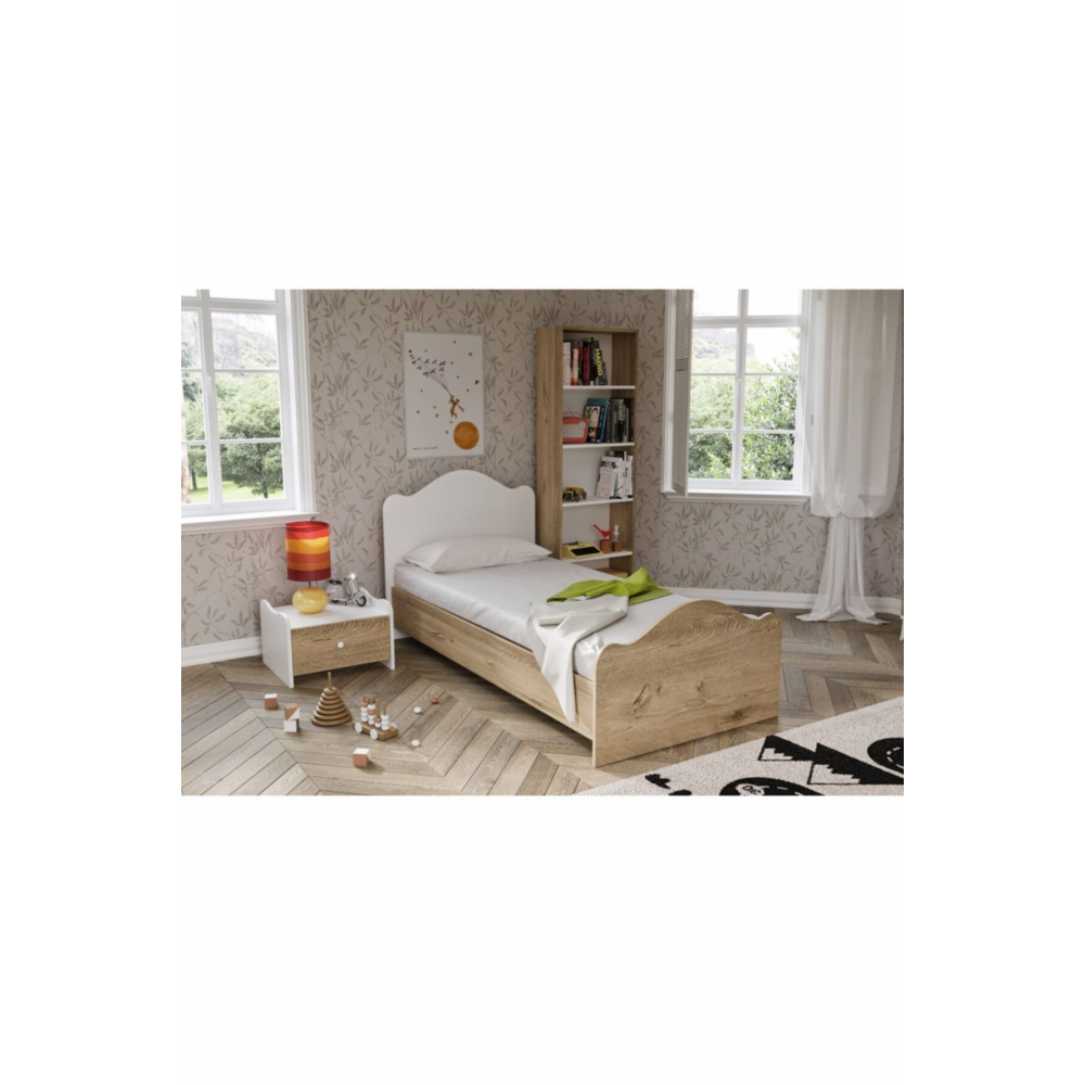 Mdf Zebra Çocuk Odası 5 Parça Set Ahşap Meşe Renk %100 Mdf