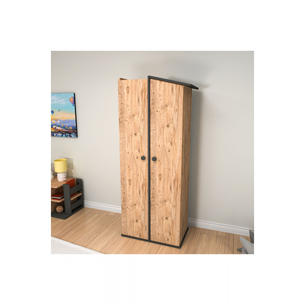 VALERİN Çalışma Masası Kitaplık Gardırop Komodin ve Karyola Çocuk Odası 5'li Takım