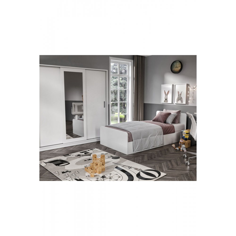 Anemon 3 Parçalı Tek Kişilik Mdf Genç Odası Takımı - Tamamı 1. Kalite Mdf Gardrop, Masa, Karyola