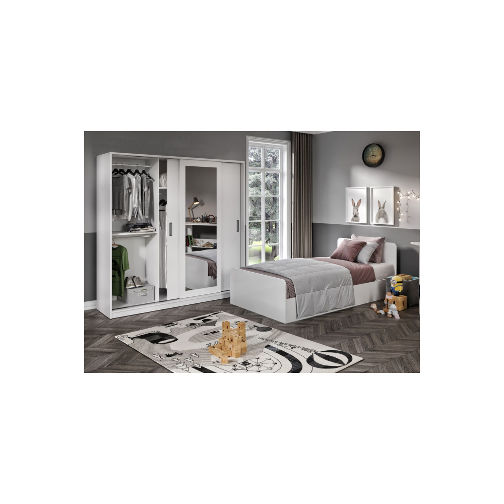 Anemon 3 Parçalı Tek Kişilik Mdf Genç Odası Takımı - Tamamı 1. Kalite Mdf Gardrop, Masa, Karyola