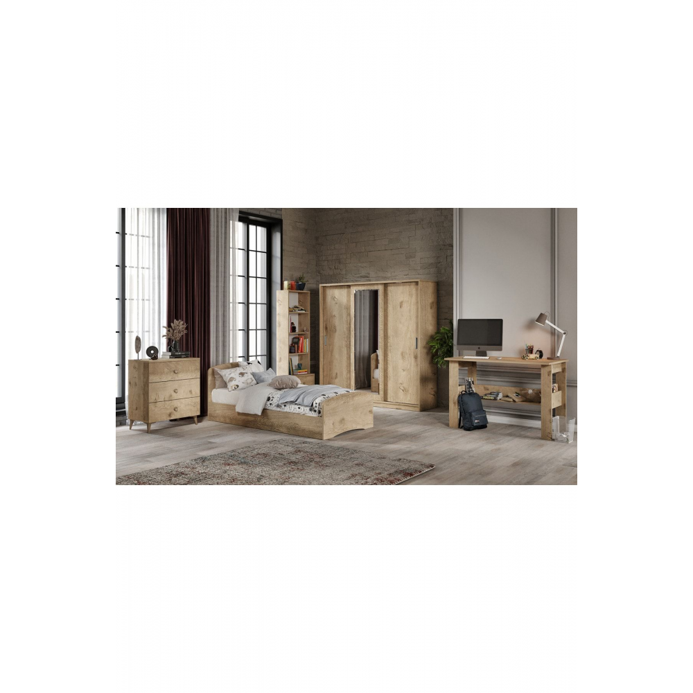 Samira Modern Genç Odası Takımı Meşe - 5 Parçalı Ve Tamamı 1. Kalite Mdf