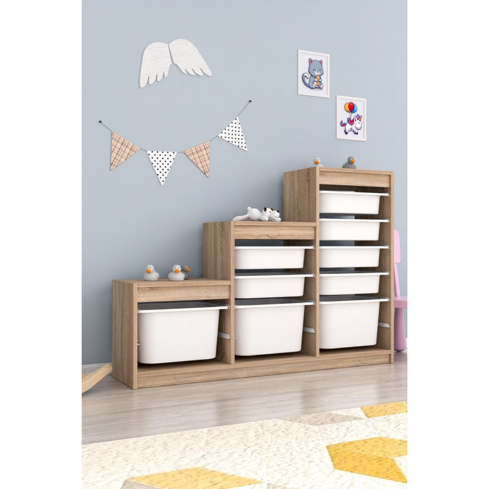 Swiss 9 Beyaz Sepetli Sonomo Gövde Çok Amaçlı Dolap