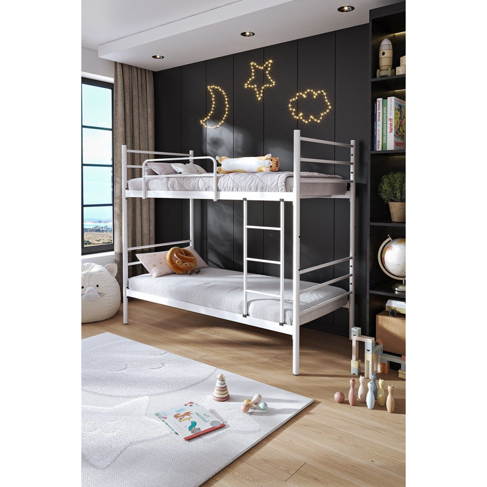 Trend Ranza (90X190) Beyaz Genç Ve Çocuk Yatak Odası Metal Ranza Karyola
