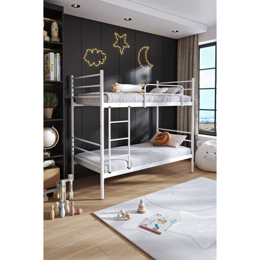 Trend Ranza (90X190) Beyaz Genç Ve Çocuk Yatak Odası Metal Ranza Karyola