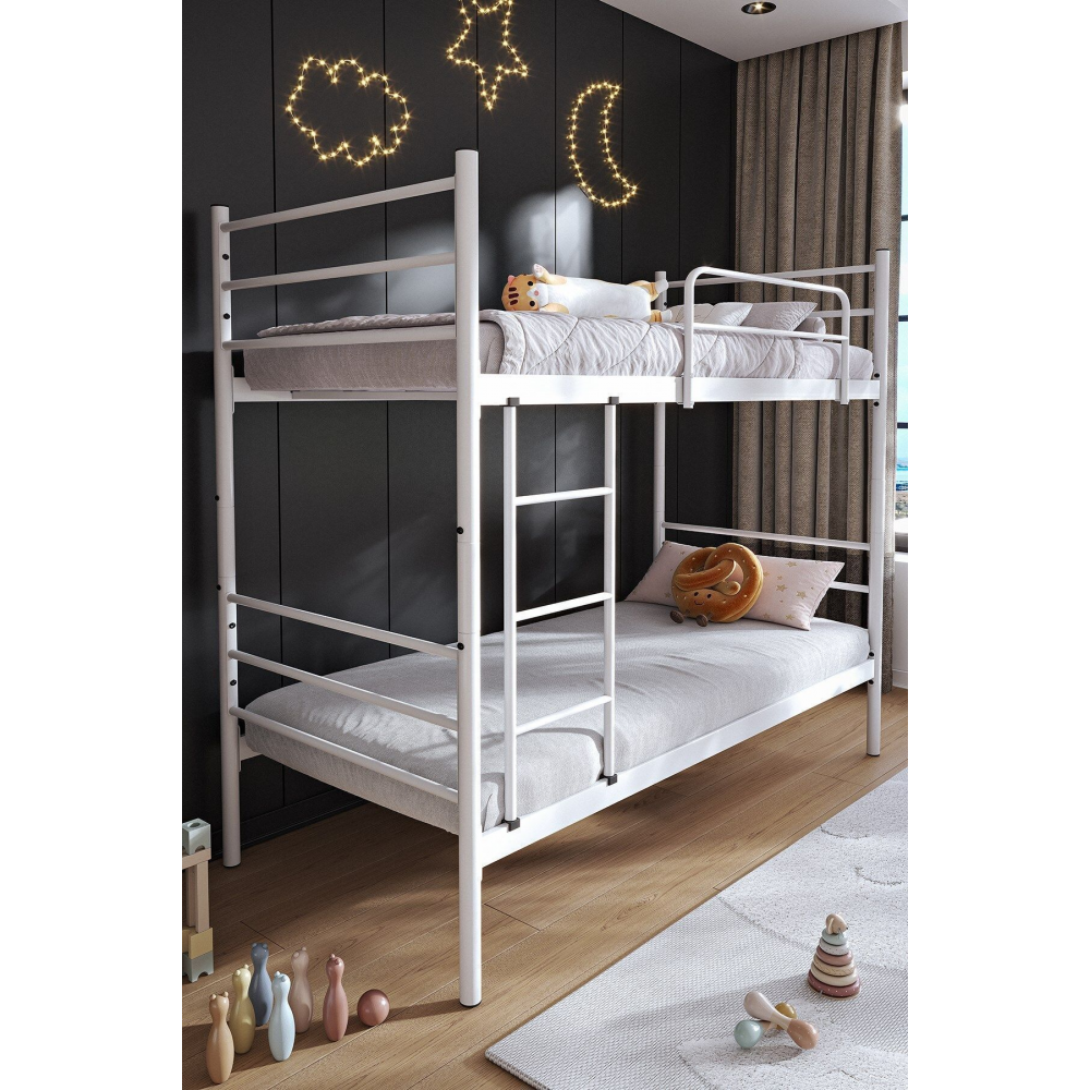 Trend Ranza (90X190) Beyaz Genç Ve Çocuk Yatak Odası Metal Ranza Karyola