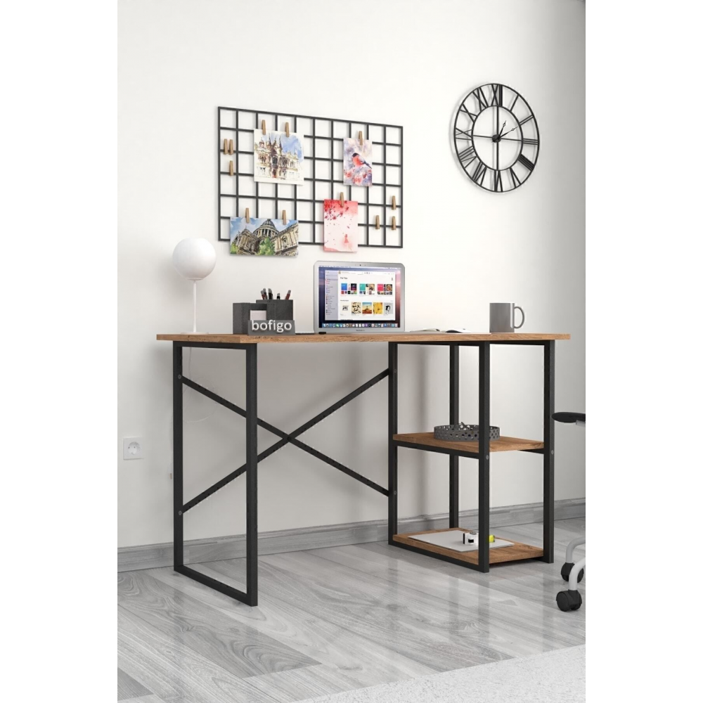 60x120 Cm 2 Raflı Çalışma Masası Bilgisayar Masası Ofis Ders Yemek Masası Çam