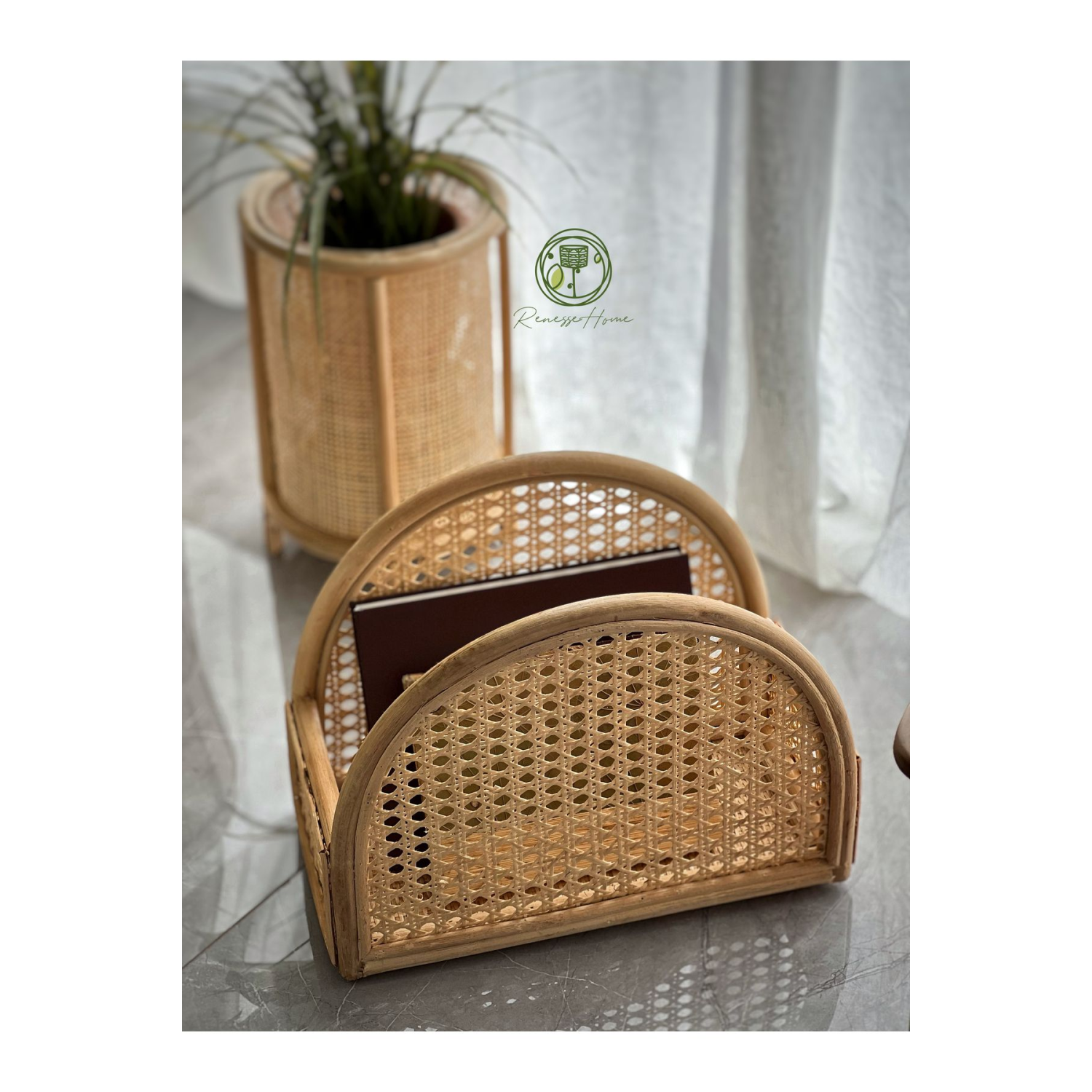 Cibuti El Yapımı Hazeranlı Rattan Gazetelik & Dergilik