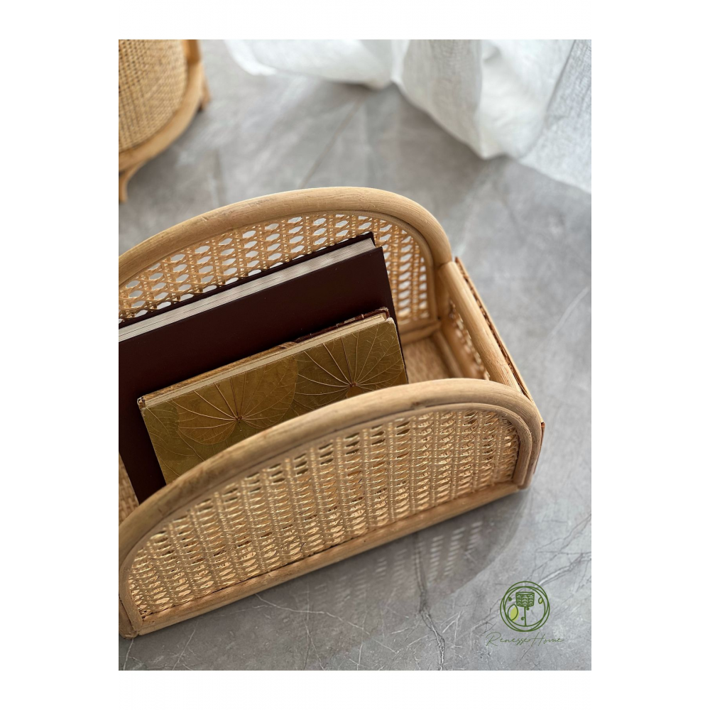 Cibuti El Yapımı Hazeranlı Rattan Gazetelik & Dergilik