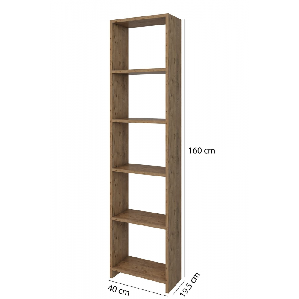 6 Raflı 40 Cm Dekoratif Kitaplık Ceviz Kitaplık Ofis Kitaplığı Dolap Evrak Rafı Ev Rafı Kitap Rafı