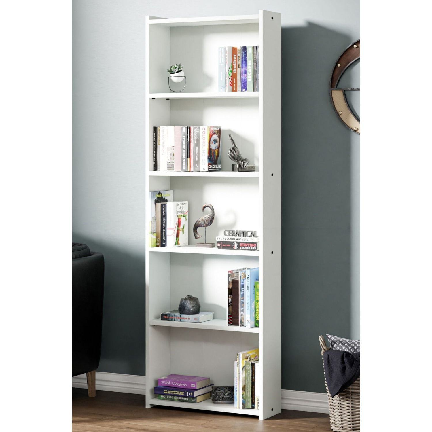 Kts2 Modern Kitaplık / 5 Raflı - 60x180 Cm - Beyaz