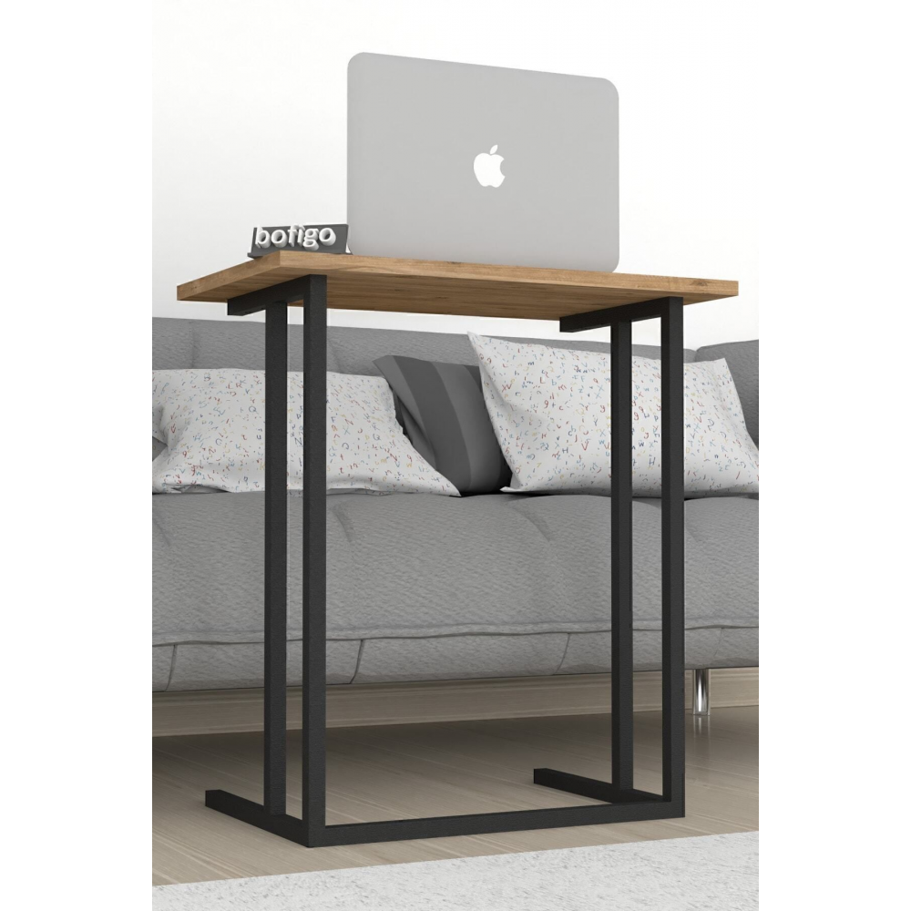 Metal Ayaklı Laptop Sehpası Kahvaltı Masası Çalışma Sehpası Çam