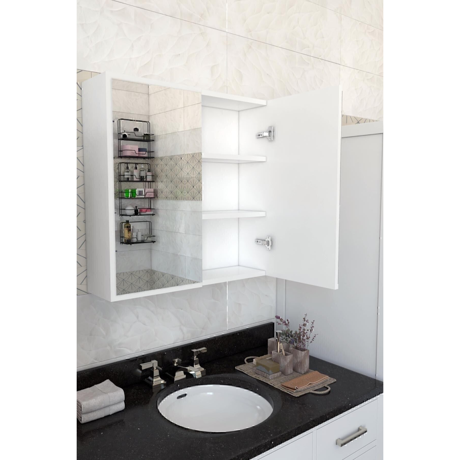 2 Kapaklı Aynalı Banyo Dolabı Çok Amaçlı Banyo Dolabı