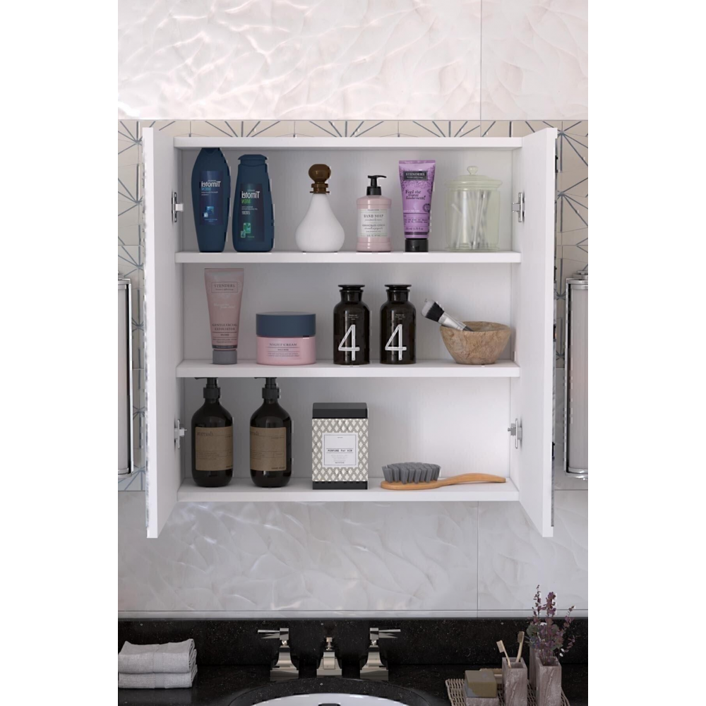 2 Kapaklı Aynalı Banyo Dolabı Çok Amaçlı Banyo Dolabı