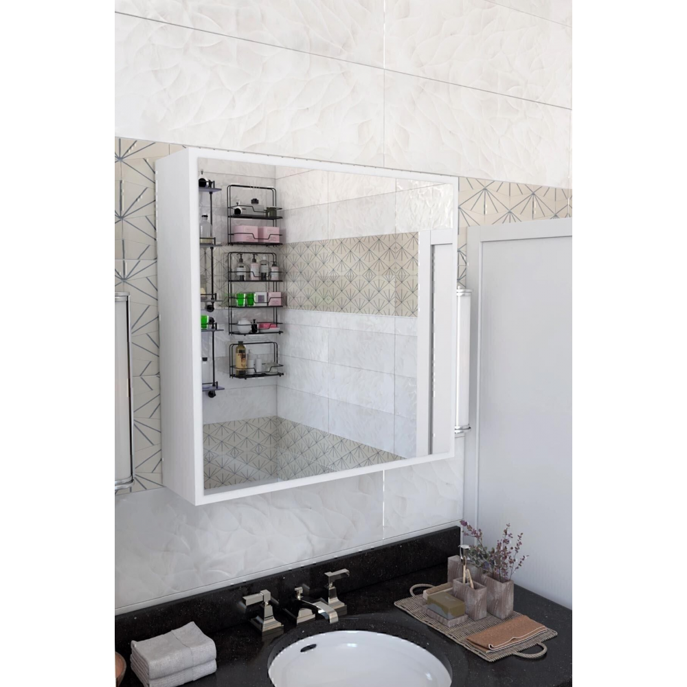 2 Kapaklı Aynalı Banyo Dolabı Çok Amaçlı Banyo Dolabı