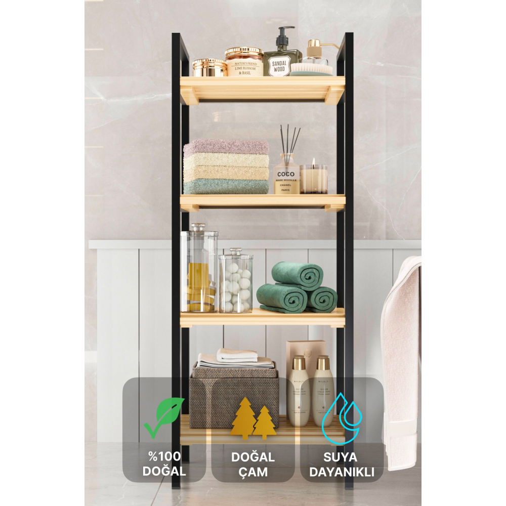 Banyo Düzenleyici Mutfak Rafı Banyo Dolabı Çok Amaçlı Dolap 4 Katlı Metal Mutfak Düzenleyici