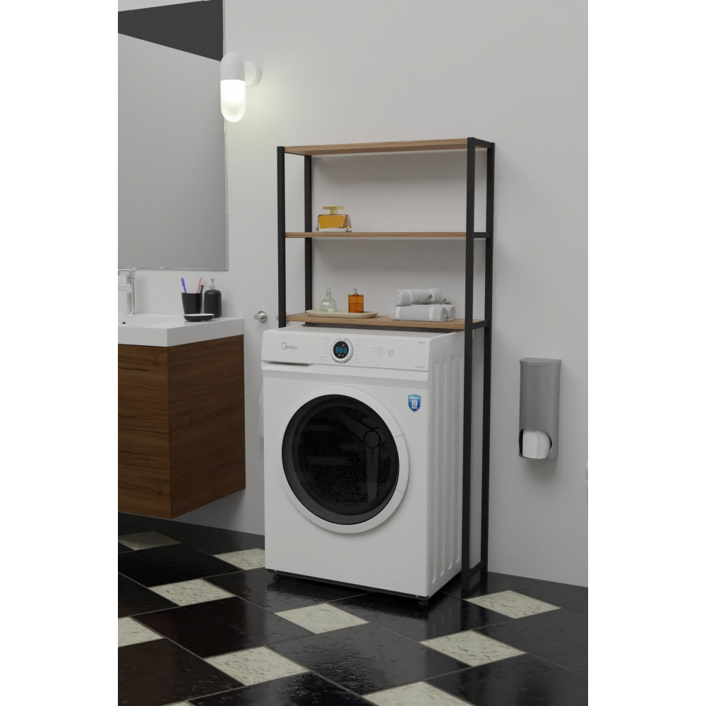 Çamaşır Makinesi Üstü Düzenleyici Raf Banyo Dolabı Rafı Makina Üstü Dolap Raf Ceviz