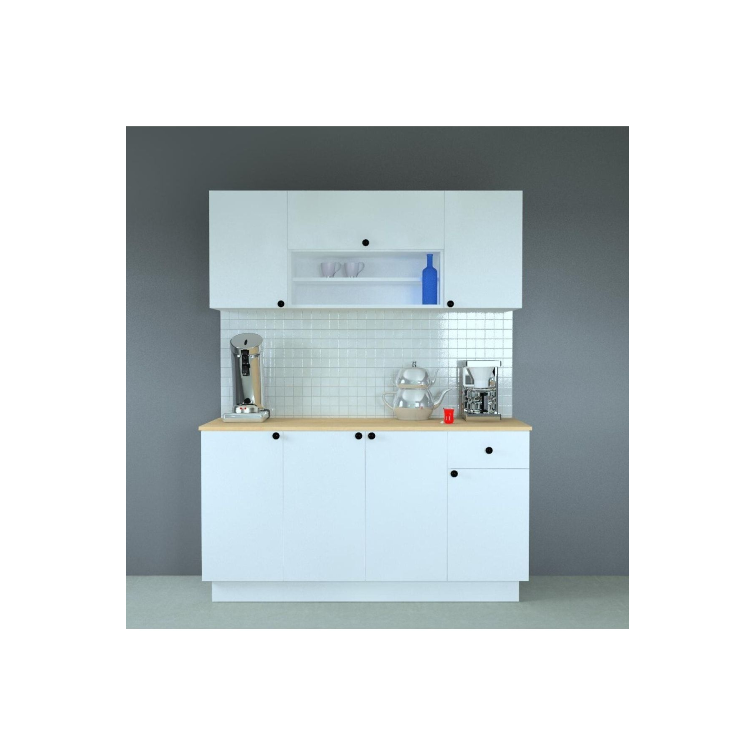 160 Cm Ahşap Tezgahlı Hazır Mutfak