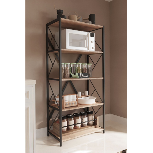 Oven Metal Mutfak Rafı Malzeme Dolabı 5 Raflı Mikrodalga Fırın Rafı Çok Amaçlı Dolap Raf 150 Cm