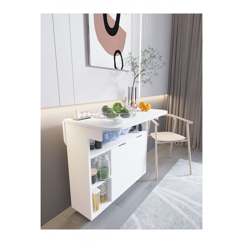 Kelebek Yemek Masası Mutfak Masası Katlanır Pratik Tekerlekli Oval