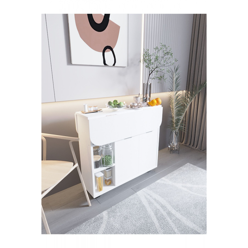 Kelebek Yemek Masası Mutfak Masası Katlanır Pratik Tekerlekli Oval