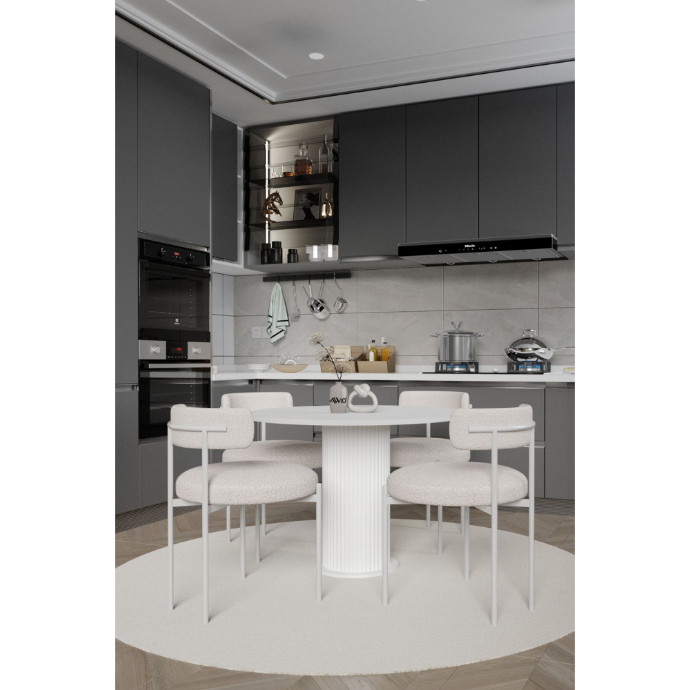 Tian PTT Lake MDF Ayak 4'lü Teddy Sandalye 90X90  Masa Sandalye Takımı ( SANDALYE  BUKLE KUMAŞ)