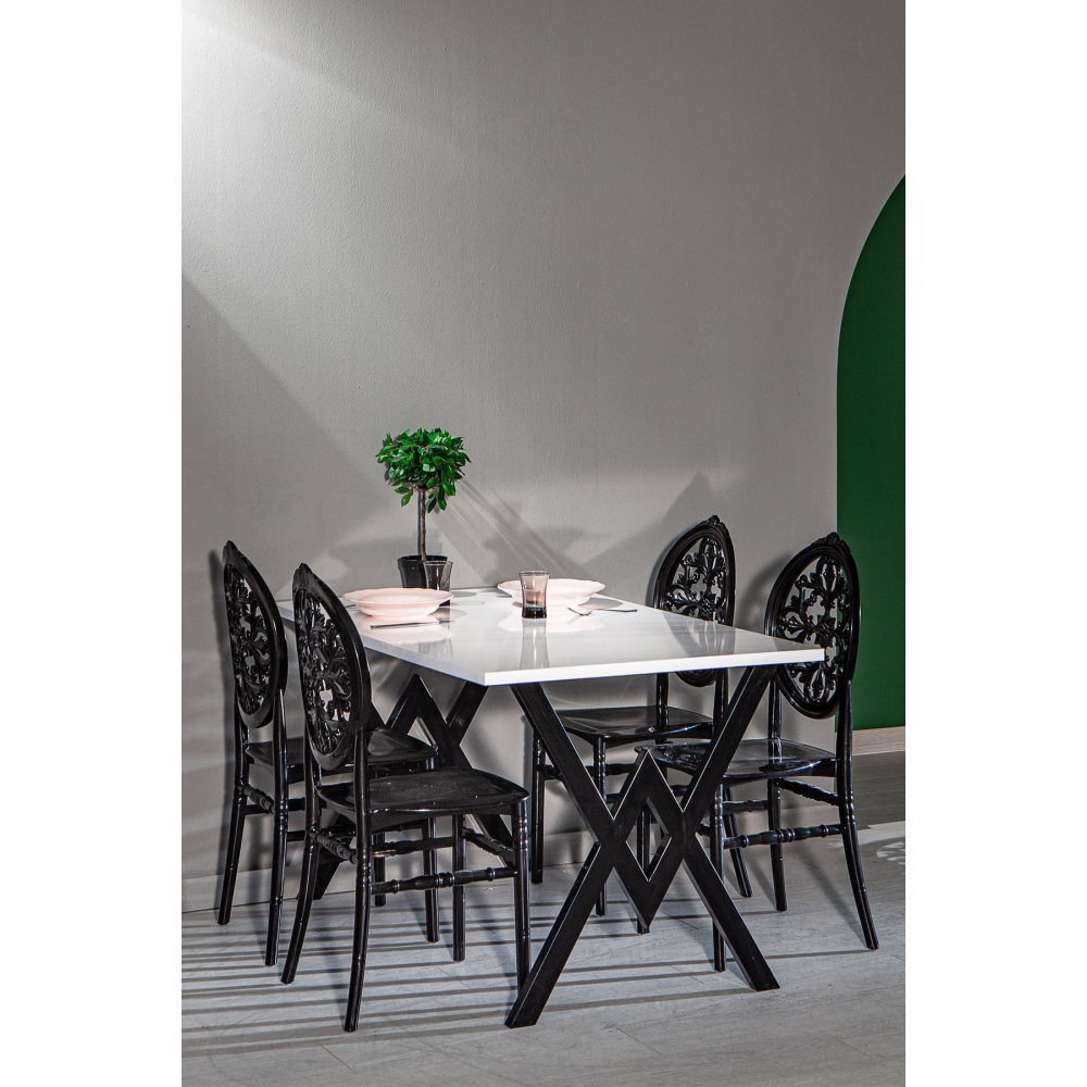 4 Adet Venüs Sandalye Mat Siyah - Mutfak / Balkon / Bahçe Sandalyesi