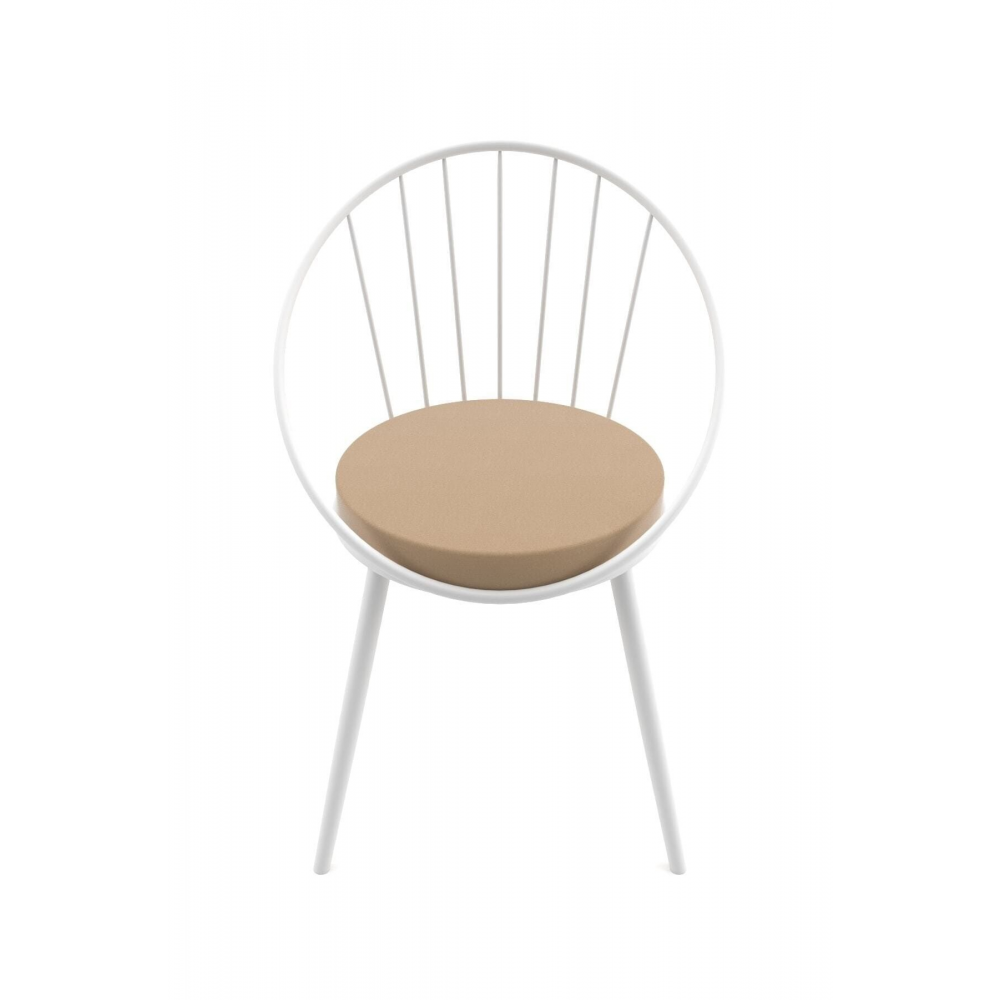 Eylül Metal Tel Sandalye Beyaz Kahve