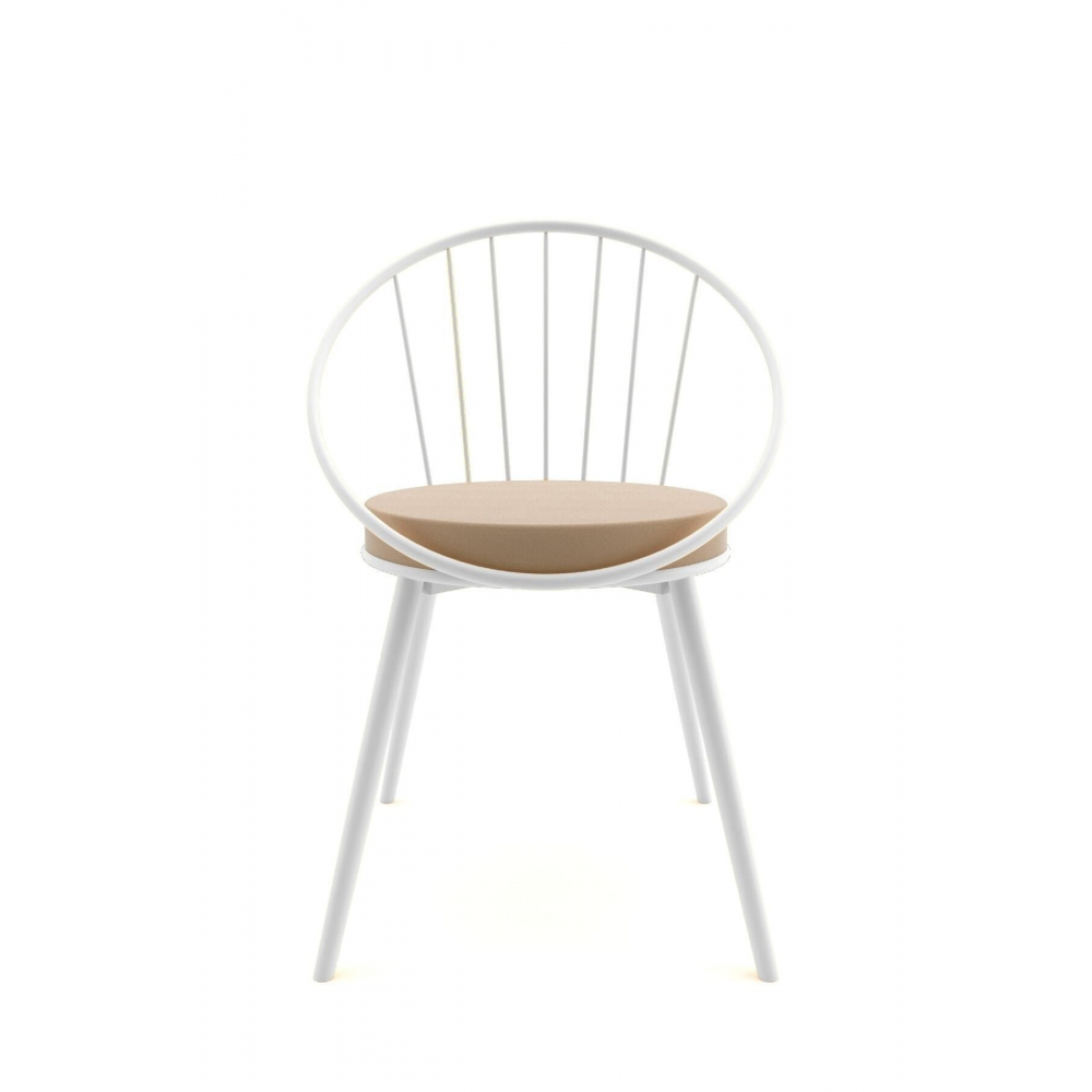 Eylül Metal Tel Sandalye Beyaz Kahve