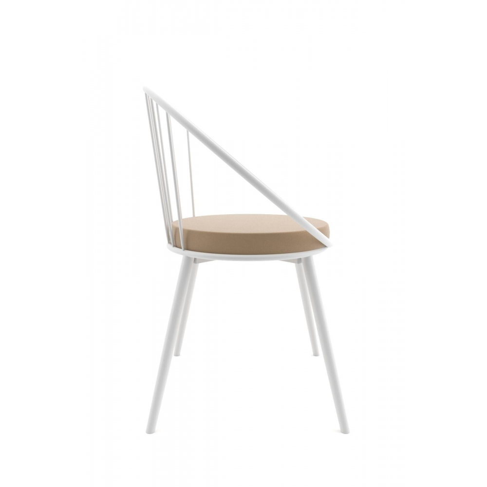 Eylül Metal Tel Sandalye Beyaz Kahve