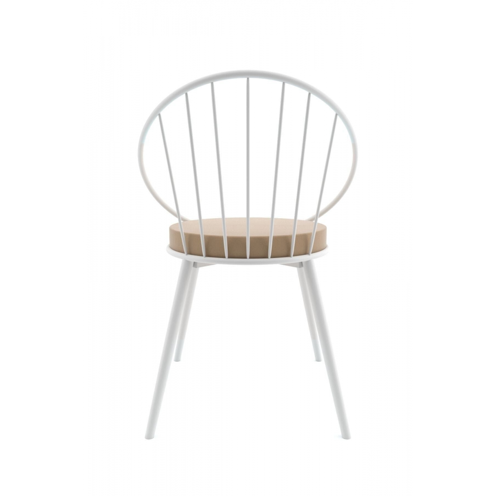 Eylül Metal Tel Sandalye Beyaz Kahve