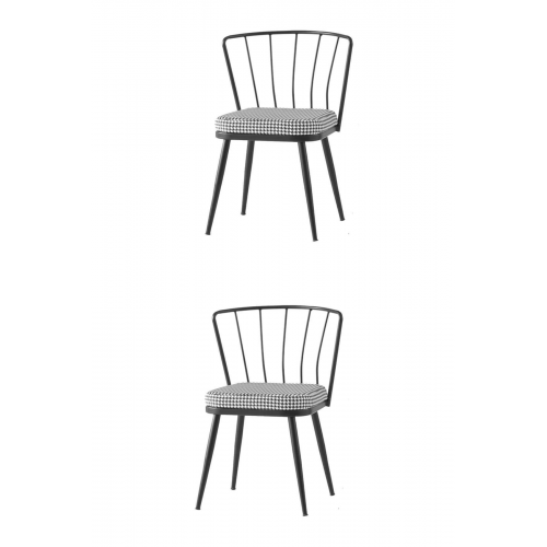 2 Adet Güneş Sandalye Siyah Mutfak Salon Yemek Odası Sandalyesi Metal Ayak