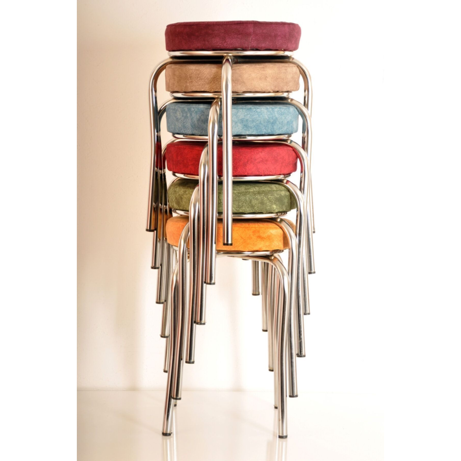 6 Adet Renkli Kumaş Ahtapot Tabure Mutfak Taburesi Demir Tabure (MONTAJLI GÖNDERİM)