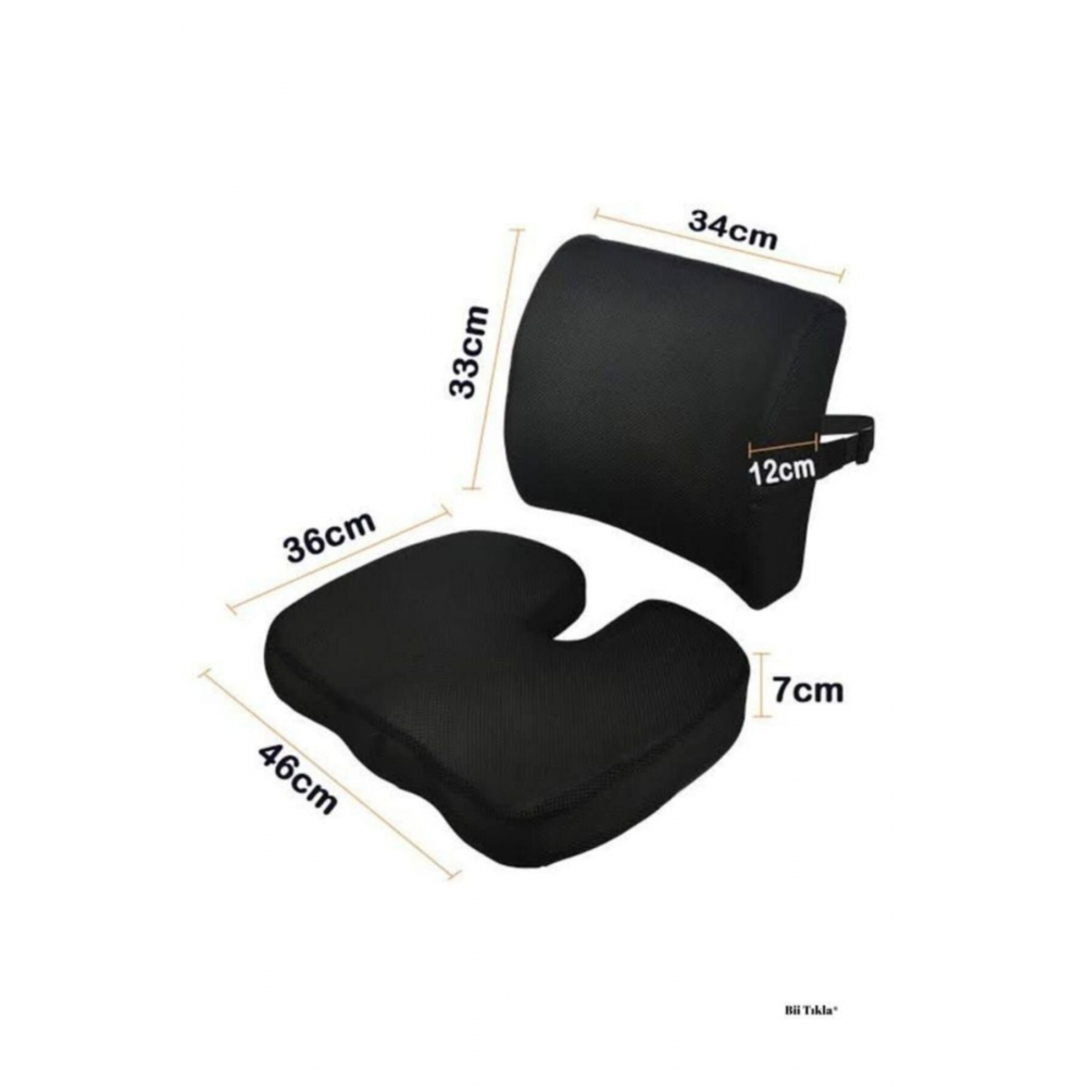 Visco Takım Bel Minderi Ve Cocix Oturma Minderi Ortopedik Takım Siyah/bordo/gri