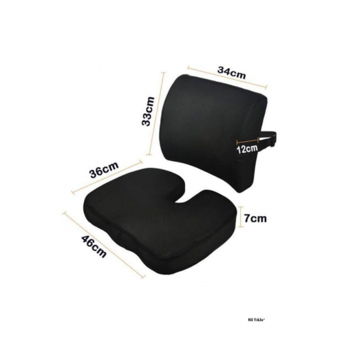 Visco Takım Bel Minderi Ve Cocix Oturma Minderi Ortopedik Takım Siyah/bordo/gri