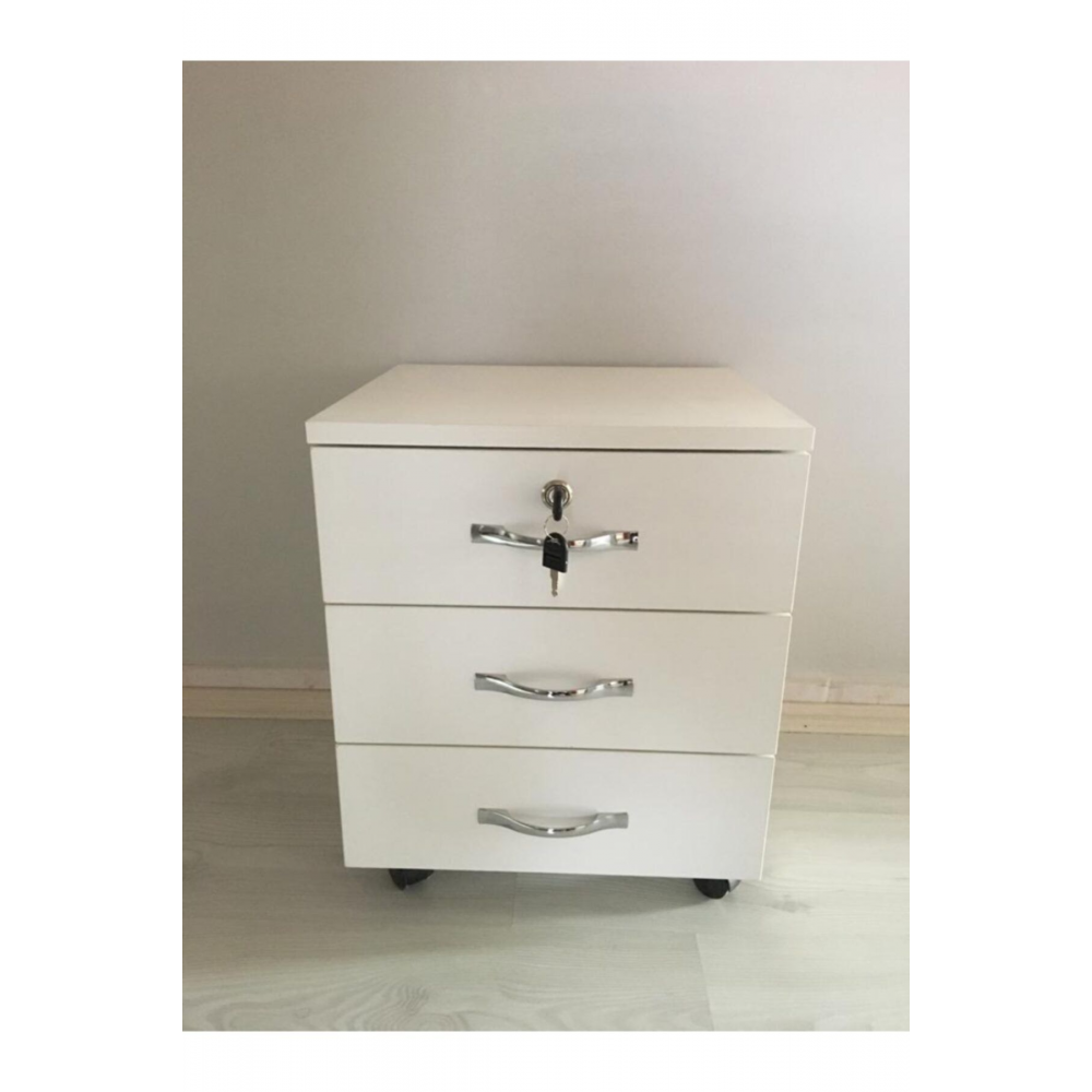 Boss 3 Çekmeceli Kilitli Masa Altı Tekerlekli Keson Komodin