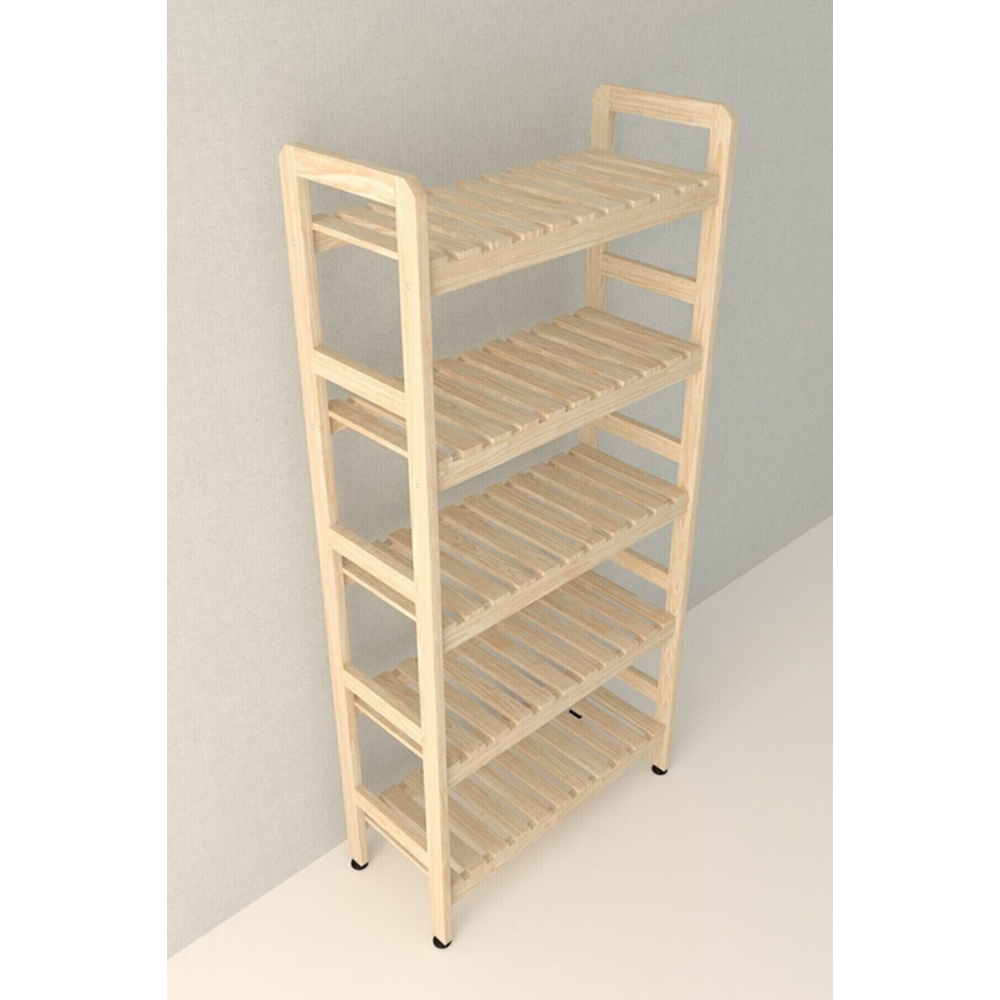 5 Katlı Ahşap Kitaplık