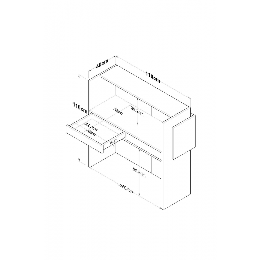 Rani MA102 Karşılama Bankosu Led Işıklı Çekmeceli Banko Beyaz - Mermer Desen