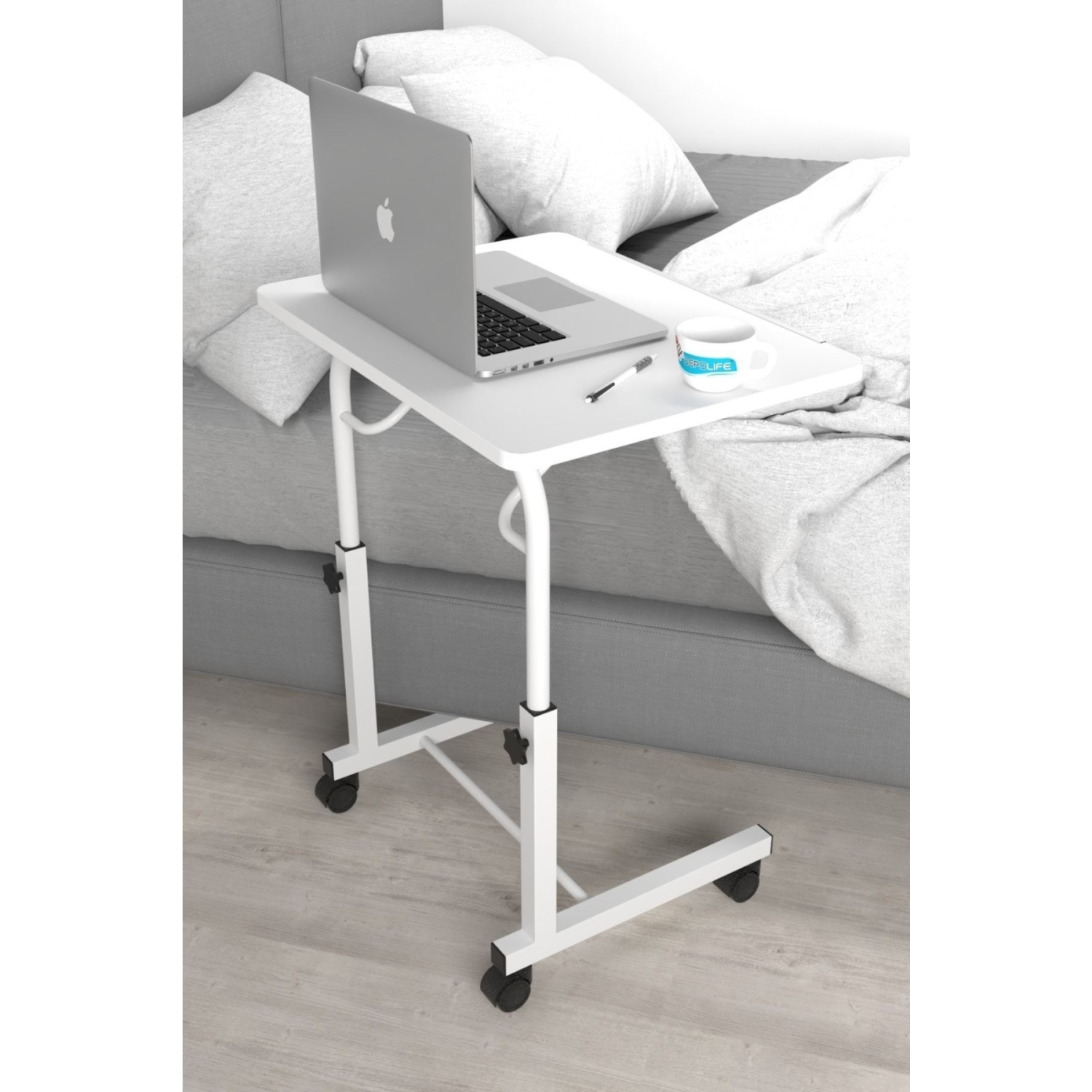 Tekerlekli Notebook Laptop Çalışma Sehpası Eğim Ve Yükseklik Ayarlı Akrobat Ders Yemek Çekyat Masası