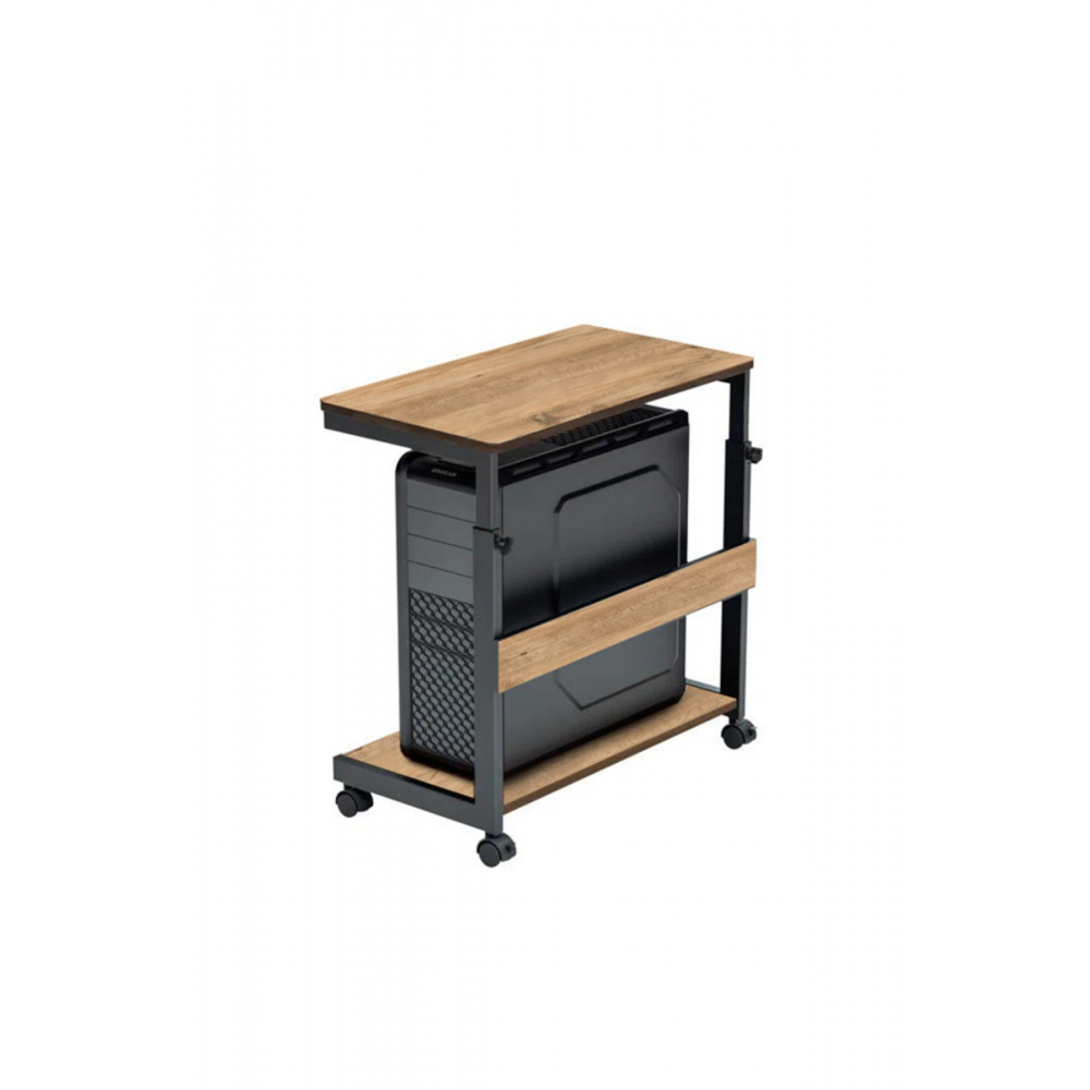 Yükseklik Ayarlı Yazıcı ve Kasa Sehpası - Atlantik Çam (FRENLİ TEKERLİ) 45x30