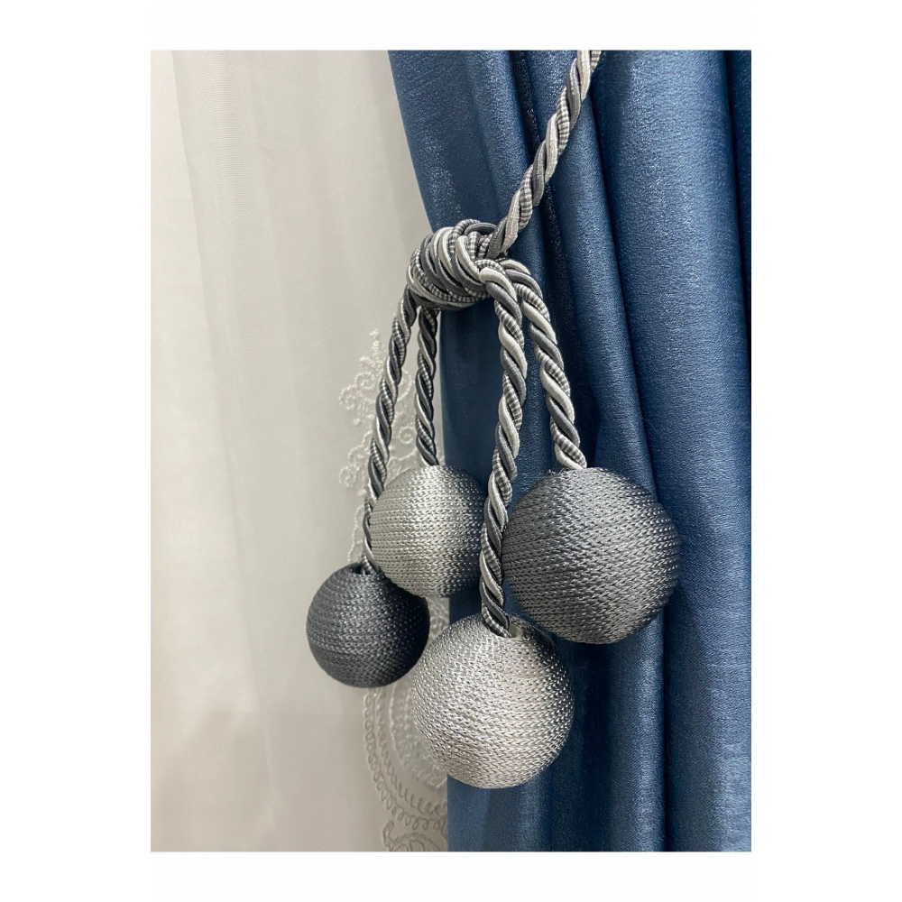 Modern Sarım 4 Toplu Braçol Kornişe Takmatik Ipli Tavan Perde Aksesuarı Koyu Gri&açık Gri