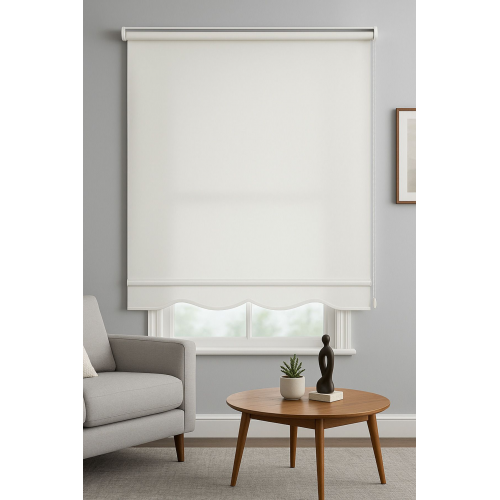 Ekru Stor Zebra Güneşlik Perde .eteği Dilimli ,ithal Kumaş , Alüminyum Kasa Metal Ayak.