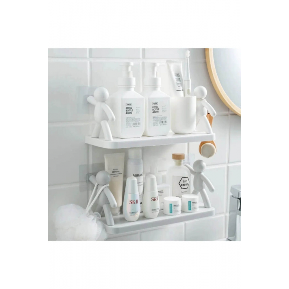3 ADET Kendinden Yapışkanlı Craft Banyo Rafı Tarz Baharatlık Rafı Organizer Düzenleyici - 3 Adet