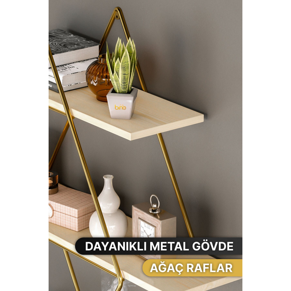 Büyük Boy Prizma Masif Duvar Rafı Mutfak Banyo Rafı Kitaplık