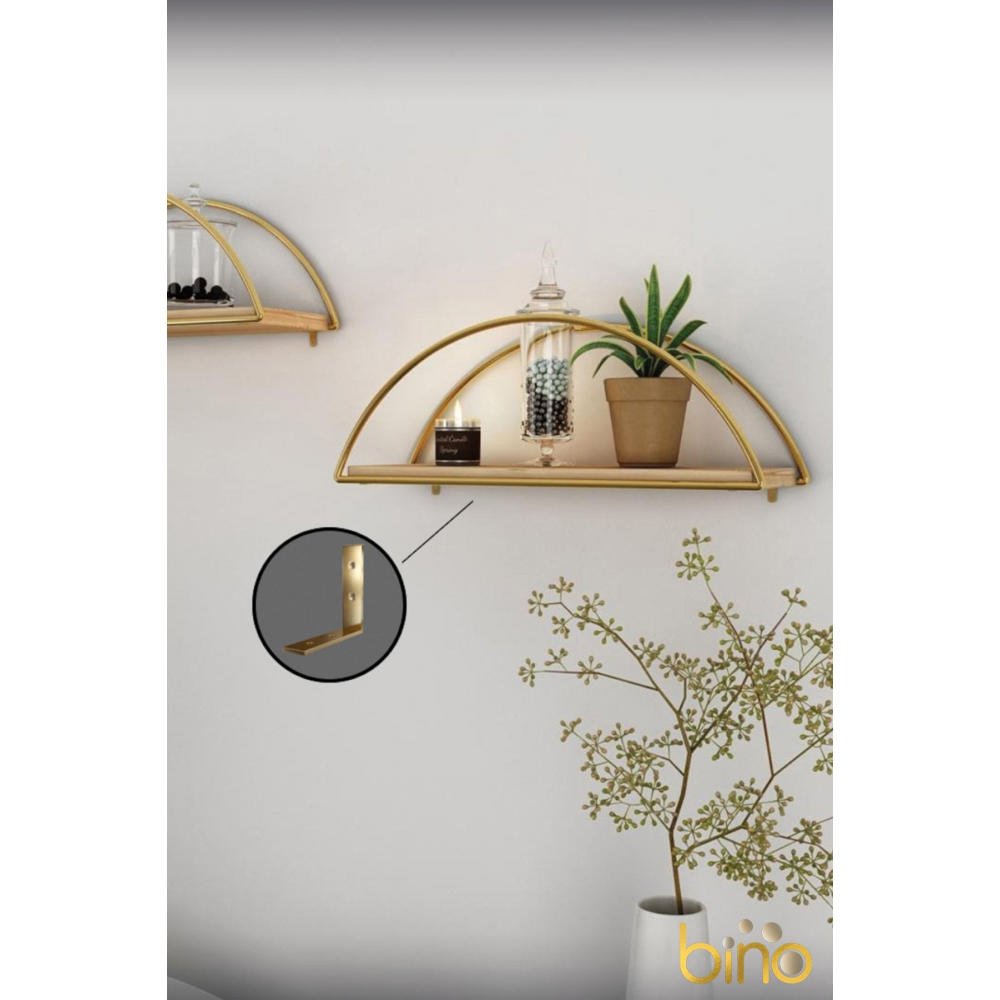 Duvar Rafı Dekoratif Mutfak Banyo Altın Elips Kitaplık