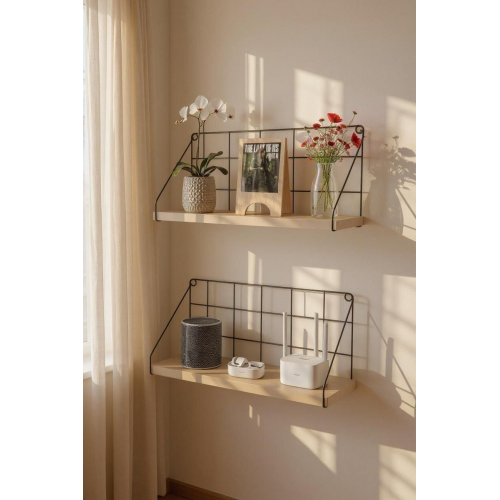 Minimalist Tasarım Metal Askılı Ahşap Raf - Tekli Model, Şıklık Ve Fonksiyonellik Bir Arada