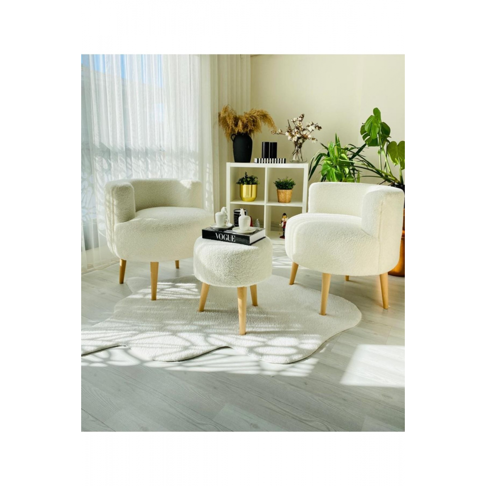 Çay Seti Ikili Koltuk Berjer Ve Puf Takımı (salon, Balkon, Ofis) 3 Lü Takım