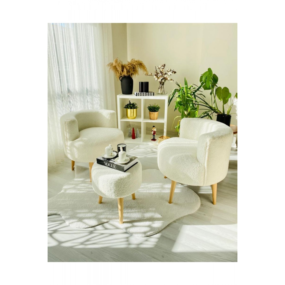 Çay Seti Ikili Koltuk Berjer Ve Puf Takımı (salon, Balkon, Ofis) 3 Lü Takım