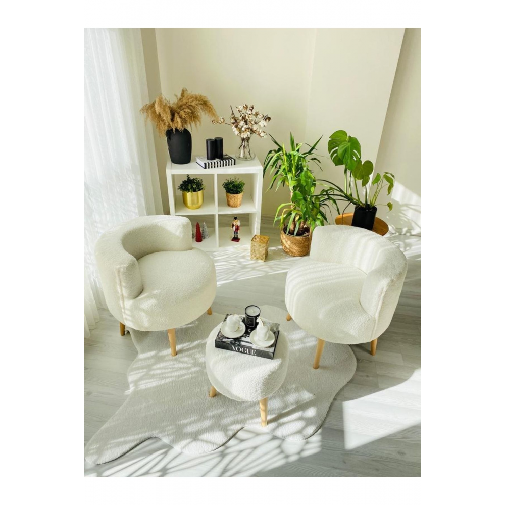Çay Seti Ikili Koltuk Berjer Ve Puf Takımı (salon, Balkon, Ofis) 3 Lü Takım